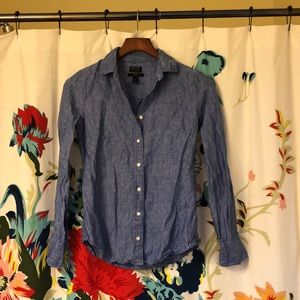 J. Crew | Perfect fit Irish linen blue shirt (00)